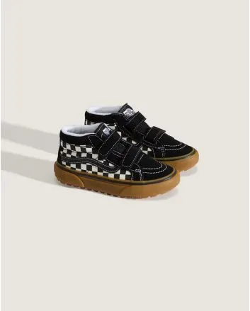 Zapatillas impermeables con doble velcro Vans MTE Sk8-Mid Reissue V con estampado damero negro y blanco para niño/a 4-8 años