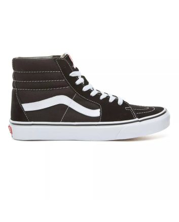Zapatillas Vans de caña Alta SK8-HI Negras con banda lateral sidestripe blanca unisex 