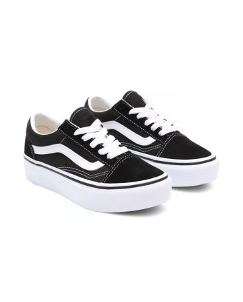 Zapatillas con plataforma Vans UY Old School en color negro con suela y banda lateral blanca para niña