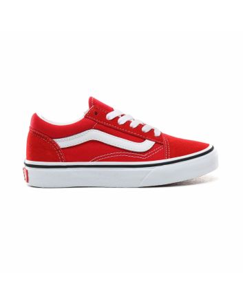 Zapatillas Vans Old Skool Junior rojas con banda lateral sidestripe blanca para niños de 4 a 8 años 