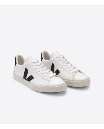 Zapatillas ecológicas Veja Campo Chromefree blancas con detalles en negro Unisex
