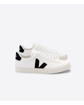 Zapatillas ecológicas Veja Campo Chromefree blancas con detalles en negro Unisex