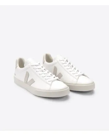 Zapatillas Ecológicas Veja Campo Chromefree White Natural Suede blancas con detalles en beige unisex