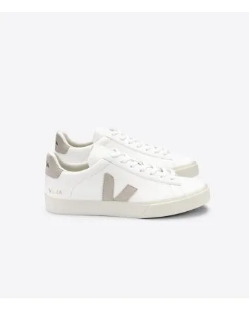 Zapatillas Ecológicas Veja Campo Chromefree White Natural Suede blancas con detalles en beige unisex