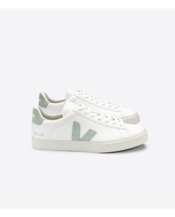 Zapatillas Ecológicas Veja Campo Chromefree White Matcha blancas con detalles en verde Unisex