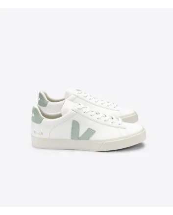 Zapatillas Ecológicas Veja Campo Chromefree White Matcha blancas con detalles en verde Unisex